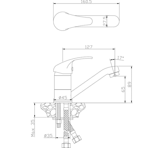 Смеситель для раковины Wesnaart listok хром LIS01-220