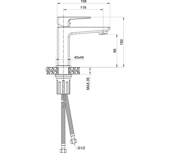 Смеситель для раковины Wesnaart narcis черный NAR06-210BL-25100
