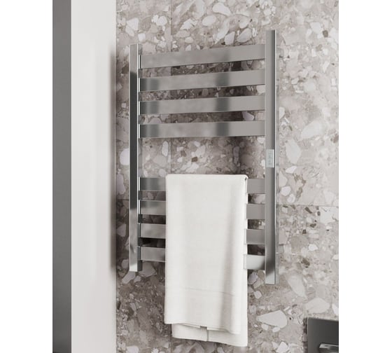 Дизайнерский электрический профильный полотенцесушитель Bauedge BAU Elite 50x80, 8 планок, универсальный, нерж. сталь полированная DB-0051