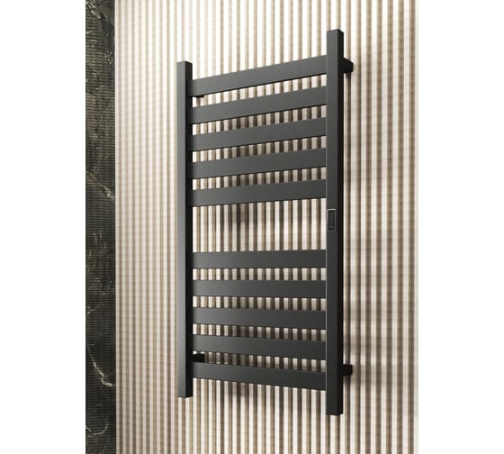 Дизайнерский электрический профильный полотенцесушитель Bauedge BAU Elite 50x100, 10 планок, универсальный, черный матовый RAL 9005 DB-0049