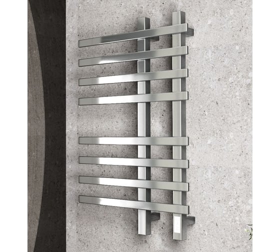 Дизайнерский электрический профильный полотенцесушитель Bauedge BAU Wind 50x80, 8 планок, нерж. сталь полированная DB-0057