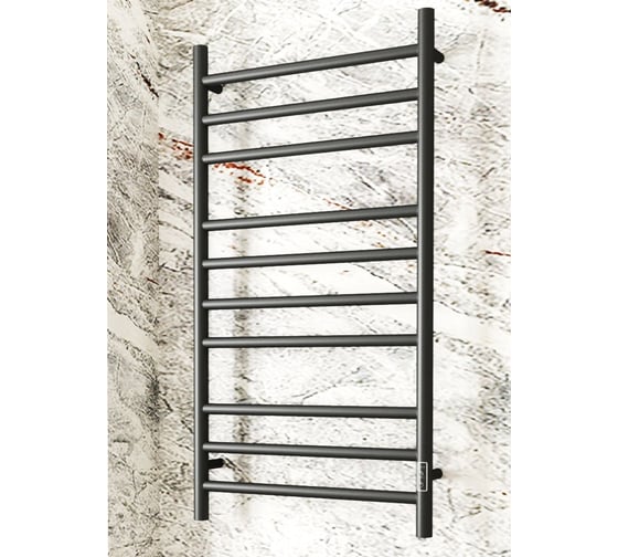 Электрический полотенцесушитель Bauedge BAU Stil 50x100, 10 планок, универсальный, черный матовый RAL 9005 DB-0030