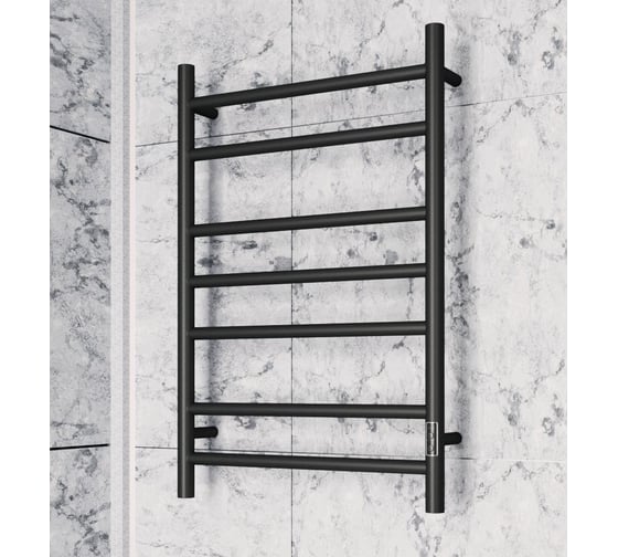 Электрический полотенцесушитель Bauedge BAU Stil 50x80, 7 планок, универсальный, черный матовый RAL 9005 DB-0034