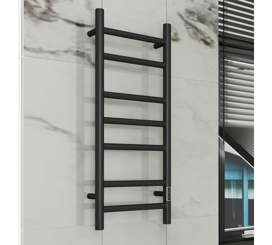 Электрический полотенцесушитель Bauedge BAU Stil 30x80, 7 планок, универсальный, черный матовый RAL 9005 DB-0042
