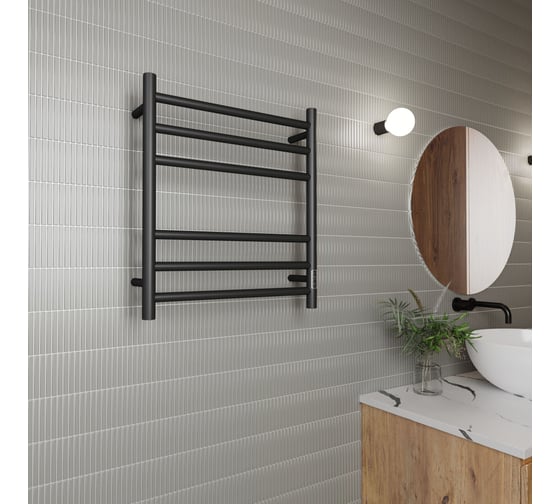 Электрический полотенцесушитель Bauedge BAU Stil 50x60, 6 планок, универсальный, черный матовый RAL 9005 DB-0046
