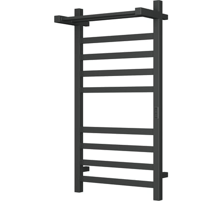 Электрический профильный полотенцесушитель с полкой Bauedge BAU Hotel Shelf 50x100, 8 планок, универсальный, черный матовый RAL 9005 DB-0003