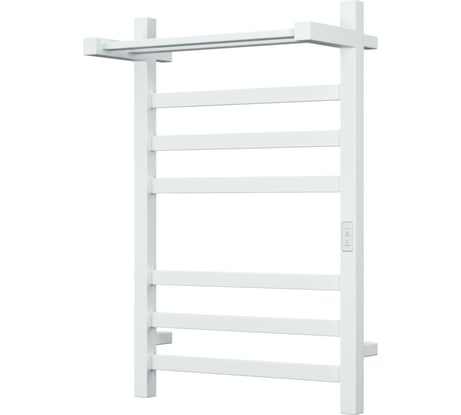 Электрический профильный полотенцесушитель с полкой Bauedge BAU Hotel Shelf 50x80, 6 планок, универсальный, белый полуматовый DB-0004