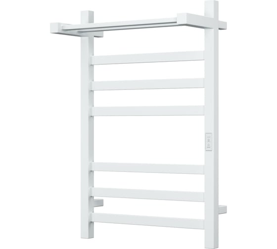 Электрический профильный полотенцесушитель с полкой Bauedge BAU Hotel Shelf 50x80, 6 планок, универсальный, белый полуматовый DB-0004 1