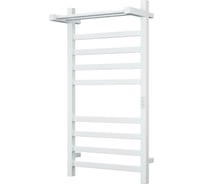 Электрический профильный полотенцесушитель с полкой Bauedge BAU Hotel Shelf 50x100, 8 планок, универсальный, белый полуматовый DB-0001