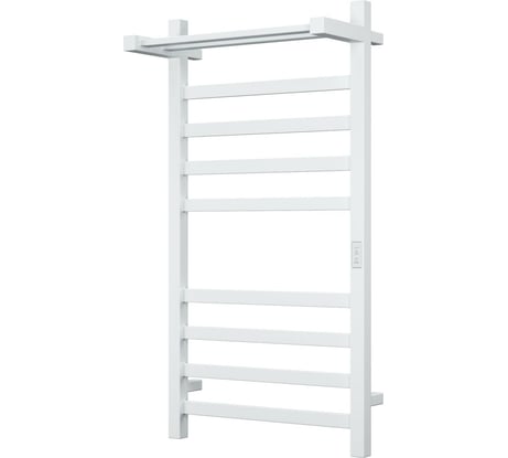 Электрический профильный полотенцесушитель с полкой Bauedge BAU Hotel Shelf 50x100, 8 планок, универсальный, белый полуматовый DB-0001