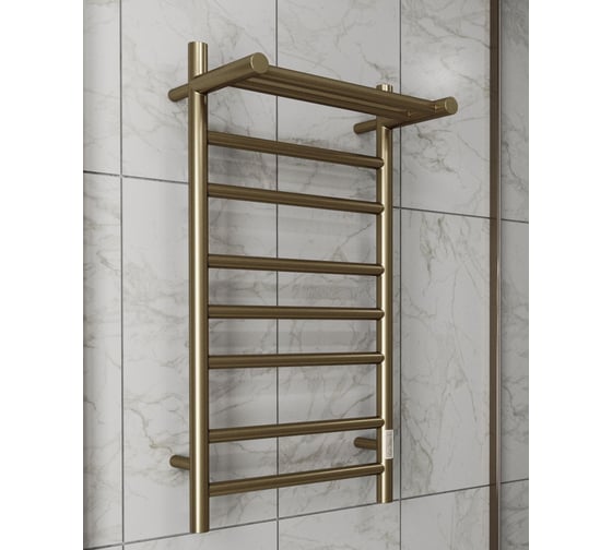 Электрический полотенцесушитель с полкой Bauedge BAU Stil Shelf 40x80, 7 планок, универсальный, антикварная бронза DB-0021