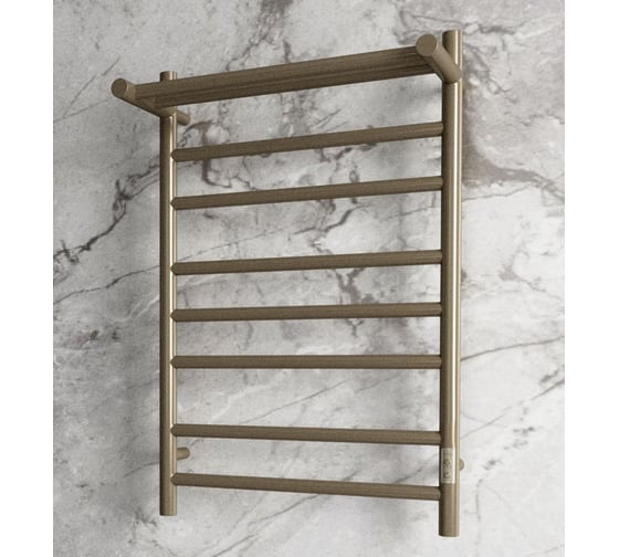 Электрический полотенцесушитель с полкой Bauedge BAU Stil Shelf 50x80, 7 планок, универсальный, антикварная бронза DB-0025