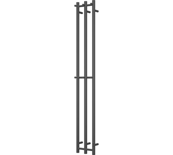Дизайнерский электрический полотенцесушитель Bauedge BAU Stella 25x160, 3 коллектора, 2 крючка, черный матовый RAL 9005 DB-0062 1