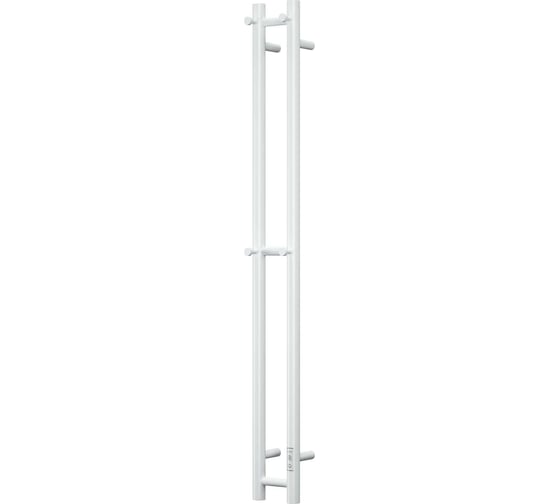Дизайнерский электрический полотенцесушитель Bauedge BAU Stella 10x120, 2 коллектора, 2 крючка, белый полуматовый DB-0067 1