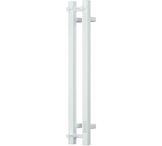 Дизайнерский электрический полотенцесушитель Bauedge BAU Stella Square профильный, 10x80, 2 коллектора, 1 крючок, белый полуматовый DB-0084