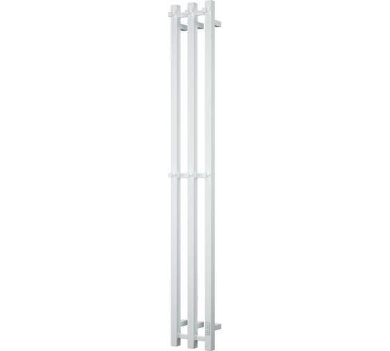 Дизайнерский электрический полотенцесушитель Bauedge BAU Stella Square профильный, 25x160, 3 коллектора, 2 крючка, белый полуматовый DB-0075 1