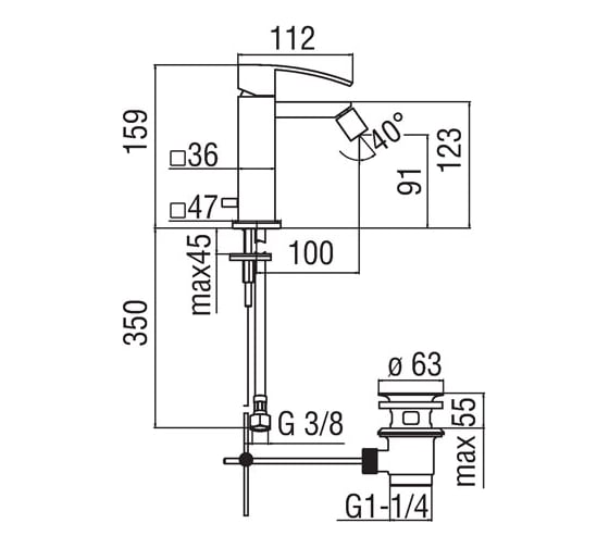 Смеситель для биде NOBILI RY00119/1CR RAY 00000035735