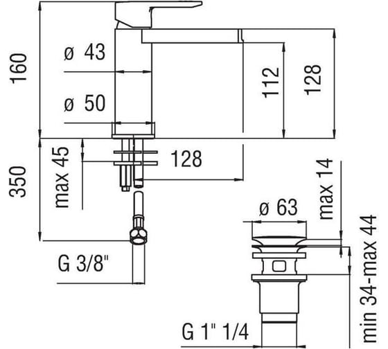 Смеситель для раковины NOBILI RDC0118/2CR NEW ROAD каскадный излив 00000035668