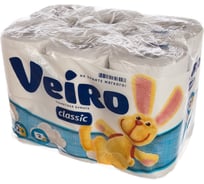 Бумага туалетная бытовая VEIRO Classic спайка 12 шт, 2-х слойная, белая 5с212 128027