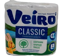 Бумага туалетная бытовая VEIRO Classic спайка 4 шт, 2-х слойная, белая 5с24 123208