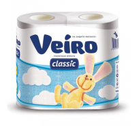 Бумага туалетная бытовая VEIRO Classic спайка 4 шт, 2-х слойная, белая 5с24 123208