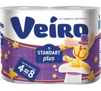 Бумага туалетная бытовая VEIRO Standart Plus спайка 4 шт, 2-х слойная, белая 3с24 128028