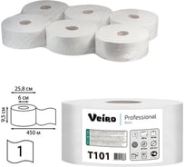 Бумага туалетная VEIRO PROFESSIONAL Basic большой диаметр рулона 450 м, 6 шт T101 127082