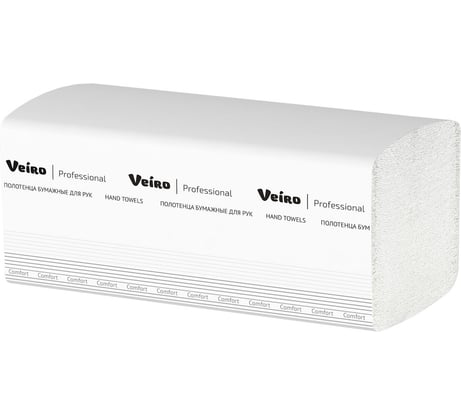 Полотенца бумажные VEIRO PROFESSIONAL Comfort 200 шт, 2-х слойные, белые 21x216 V KV205 129535 22474