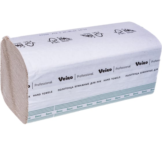 Полотенца бумажные VEIRO PROFESSIONAL Basic 250 шт,  белые 21x216 V KV104 129533 22473