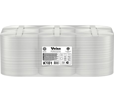 Полотенца бумажные рулонные VEIRO PROFESSIONAL Professional КОМПЛЕКТ 6шт Basic 180 м белые K101 127095 22477