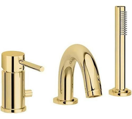 Смеситель на борт ванны на 3 отверстия Paffoni LIGHT, медовое золото, LIG047HG 00263891