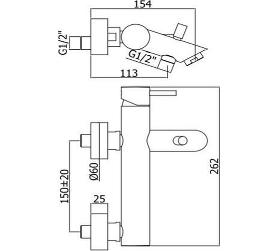 Смеситель для ванны Paffoni LIGHT короткий излив, без душевого набора, золото LIG022HG 00244502
