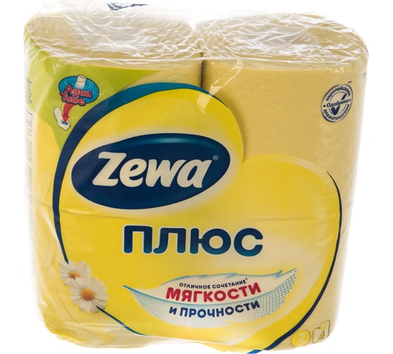 Туалетная бумага ZEWA Плюс РОМАШКА 2-х слойная, 4 шт МДК-144065