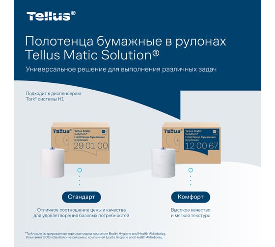 Двухслойные полотенца Tellus Advanced в рулонах, белый, Н1 (6 рул. в уп.) 120067 21518 1