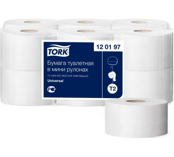 Туалетная бумага TORK Universal 7 в мини рулонах Т2 (12 рул. в уп.) 12019 11343 1