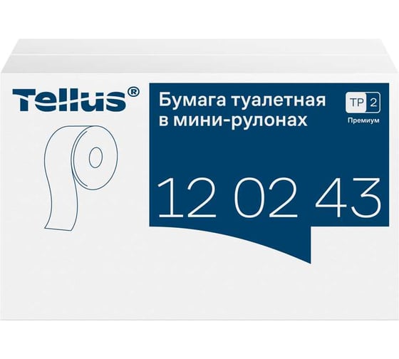 Туалетная бумага Tellus Premium 170 м 2-слойная белая 120243 124543 22172