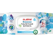 Туалетная влажная бумага LAIMA 77 шт., биоразлагаемая, смываемая, с пластиковым клапаном 115224