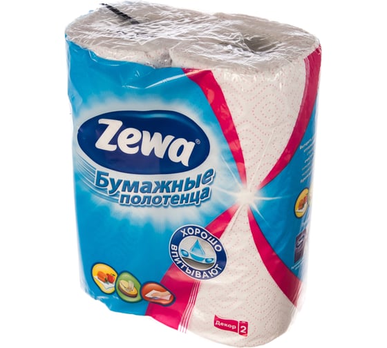 Полотенца бумажные бытовые ZEWA Decor, спайка 2 шт, 2-х слойные, белые 144087 126252 1