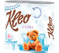 Туалетная бумага МЯГКИЙ ЗНАК Kleo Ultra 3-х слойная, 4 рулона, белая 29571