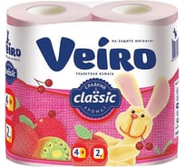 Туалетная бумага Veiro Classik 2-х слойная, розовая, 4 шт 12263