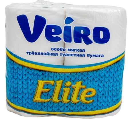 Туалетная бумага VEIRO Elite 3-х слойная, белая, 4 шт 28722 9С34