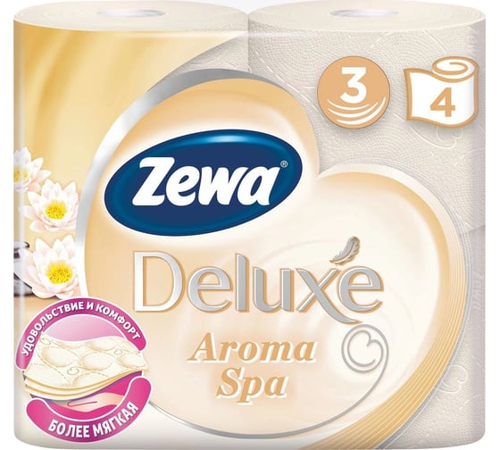 Туалетная бумага ZEWA DELUXE АРОМА СПА 3-х слойная, 4 шт 6317 1
