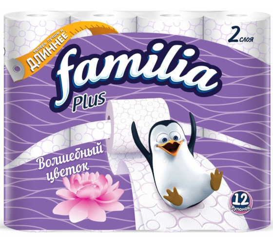 Туалетная бумага FAMILIA Волшебный цветок 2 слоя, 12 рулонов 1015031295 1
