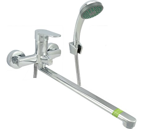 Ванно-душевой одноручный смеситель Eleanti со шлангом, хромированной лейкой и кронштейном  0402.812