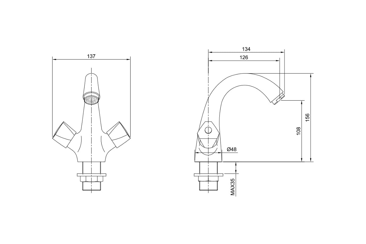 Двуручный смеситель Eleanti для умывальника, с гибкой подводкой 0402. ...