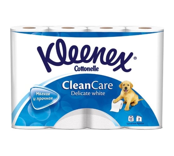 Туалетная бумага KLEENEX Деликат Уайт new design 2-х слойная, неароматизированная, 12 шт 22530