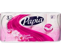 Туалетная бумага PAPIA Таинственный сад 3 слоя, 8 рулонов 1015031391