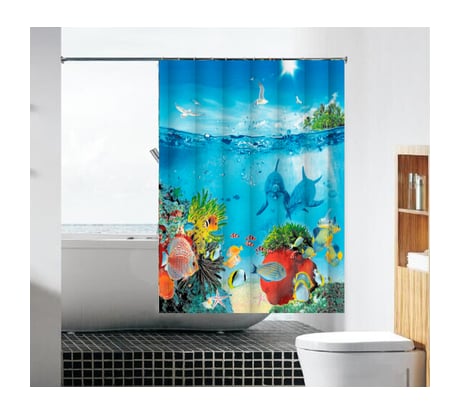 Шторка для ванны Melodia della vita тканевая Морская братия MZ-110 180x180 20995