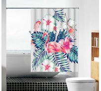Тканевая шторка для ванны Melodia della vita Фламинго в цветах MZ-104 180x180 20989