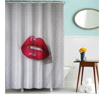 Тканевая шторка для ванны Melodia della vita MZ-53 Красная помада 180х200см 20823